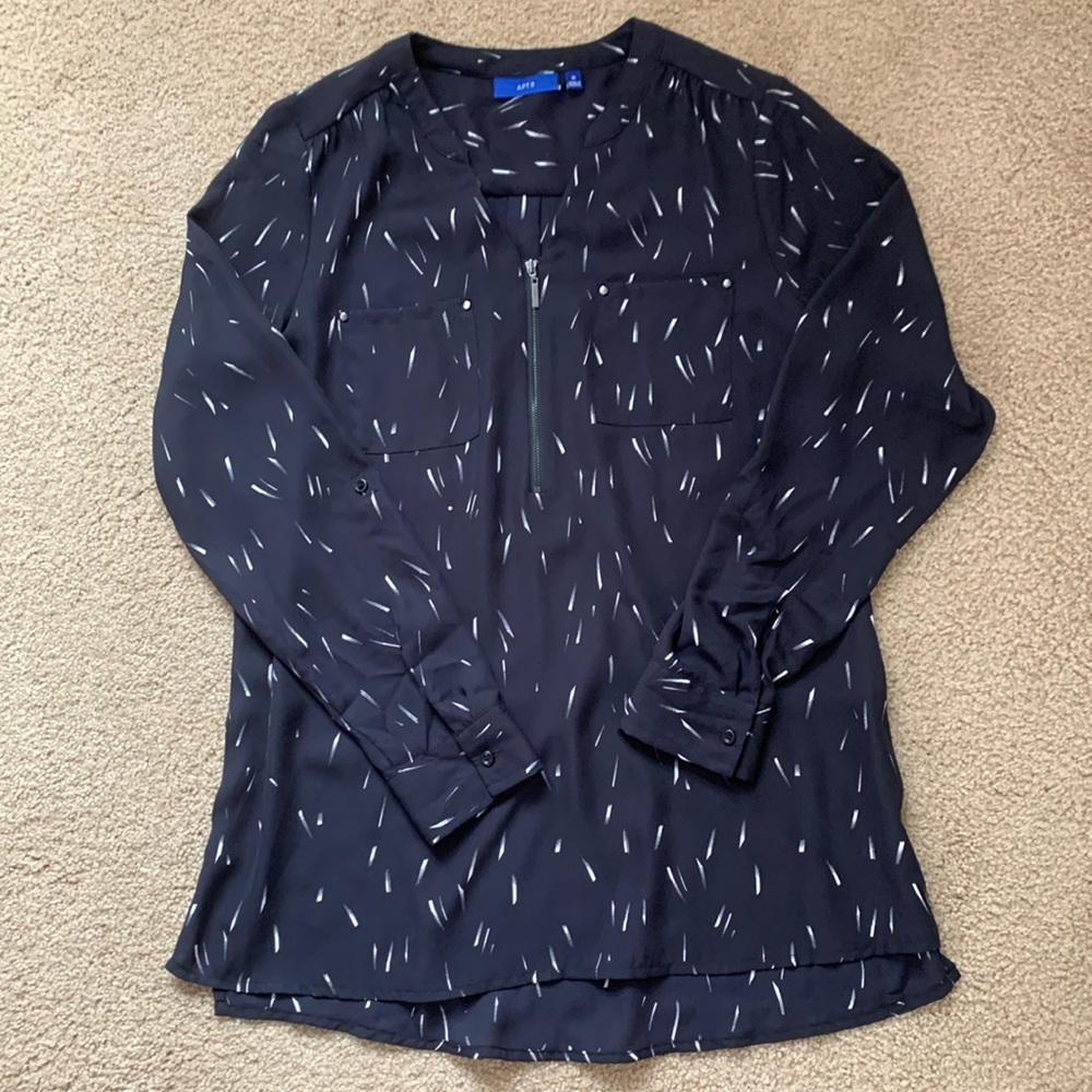 Apt 9 NWT Black patterned M tunic dress top